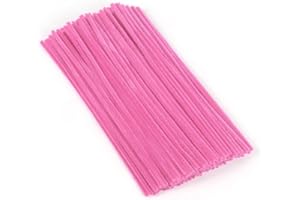 PYRISUU Pipe Cleaners, 100 Pieces Pink Chenille Stems Craft, 12 inch Long Fluffy Pipe Cleaners for Creative DIY Art Craft Projects, Home Decoration Supplies (6 mm x 30 cm, Pink)