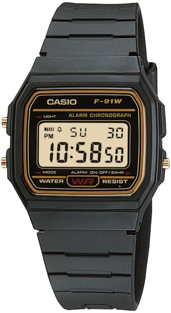 Casio Digital Watch with Black Resin Strap (F91WG-9QDF)