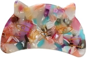 OMG DECOR Cute Cat Head Hair Clips,Cellulose Acetate Hair Clips,Small Claw Clips for Girl,Hair Accessories,S12