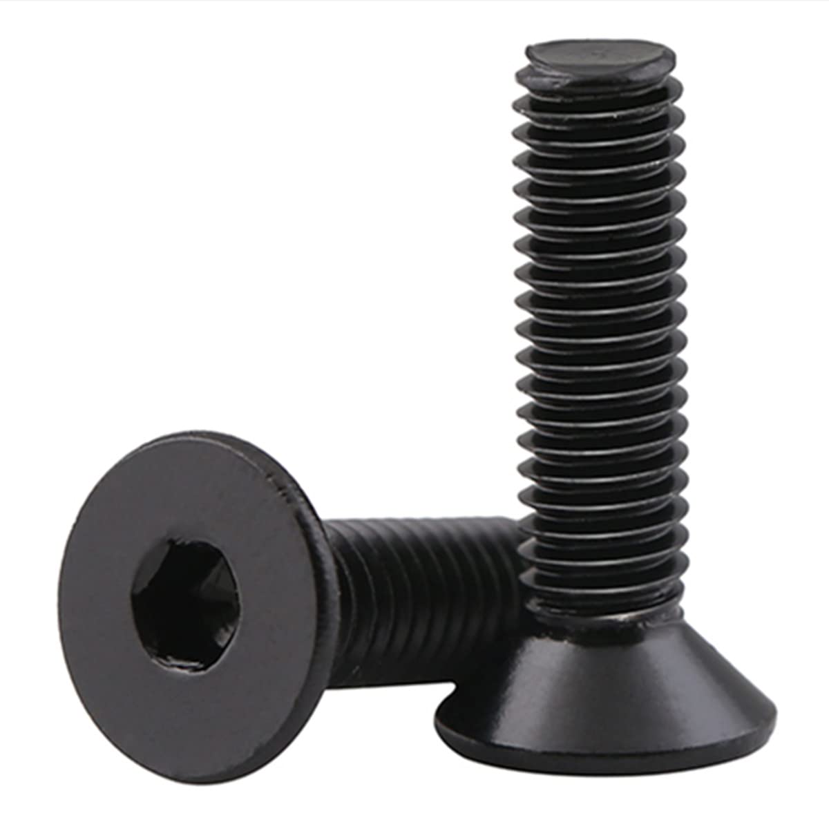 MACHSWON 10 PCS Hex Head Screw Bolts M2.5 * 16mm 304 Stainless Steel DIN7991 Hex Tap Bolts Countersunk Full Flat Head Socket Thread Hexagon Screws Black