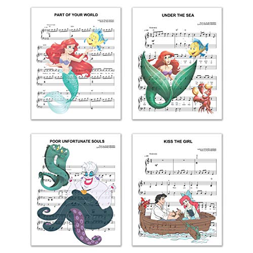 Little Mermaid Song Photos Set of 4 (8 inches x 10 inches) Music