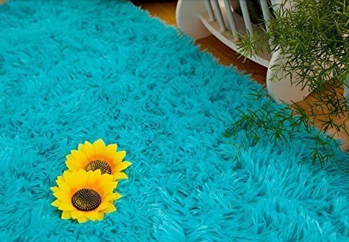 Aeroway Ultra Soft 4.5 Cm Thick Indoor Morden Area Rugs Pads, New Arrival Fashion Color [Bedroom] [Livingroom] [Sitting-room] [Rugs] [Blanket] [Footcloth] for Home Decorate (Blue)