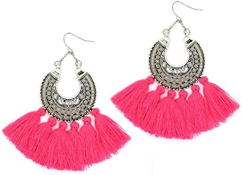 Aashya Mayro Boho Gypsy Collection Antique design Soft Cotton Thread Tassel ChandBali Earring For birthday gift/christmas gift, new year gift, valentine gift