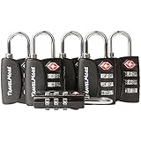 6 Pack Open Alert Indicator TSA Approved 3 Digit Luggage Locks for Travel Suitcase &amp; Baggage (Black)