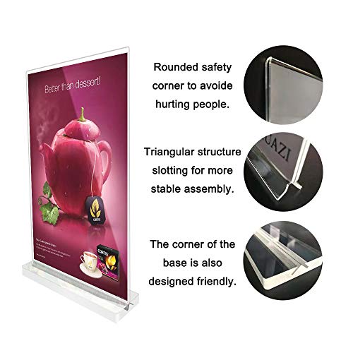 HUAZI Double-Sided 8.5x11 Acrylic Sign Holder - Vertically Holds Signs and Announcements - Table Display Sign Holders for Marketing, Conferences, Events, Business (6 Pack)