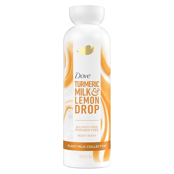 DOVE PLANT MILK CLEANSING BODY WASH TURMERIC & LEMON FOR MOISTURIZED SKIN GENTLE CLEANSER, NO SULFATES OR PARABENS, PH BALANCED 17.5 FL OZ
