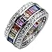 Hermosa Womens Multicolor Band Baguette Gemstone Rings 925 Sterling Multicolor Ring Sizes 6 to 12
