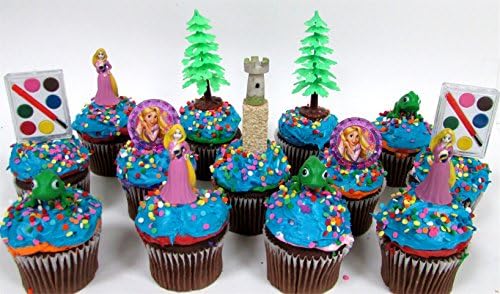 cupcake topper Rapunzel Birthday Set Featuring Figures and Decorative Themed Accessories, Figures Average 2" Tall