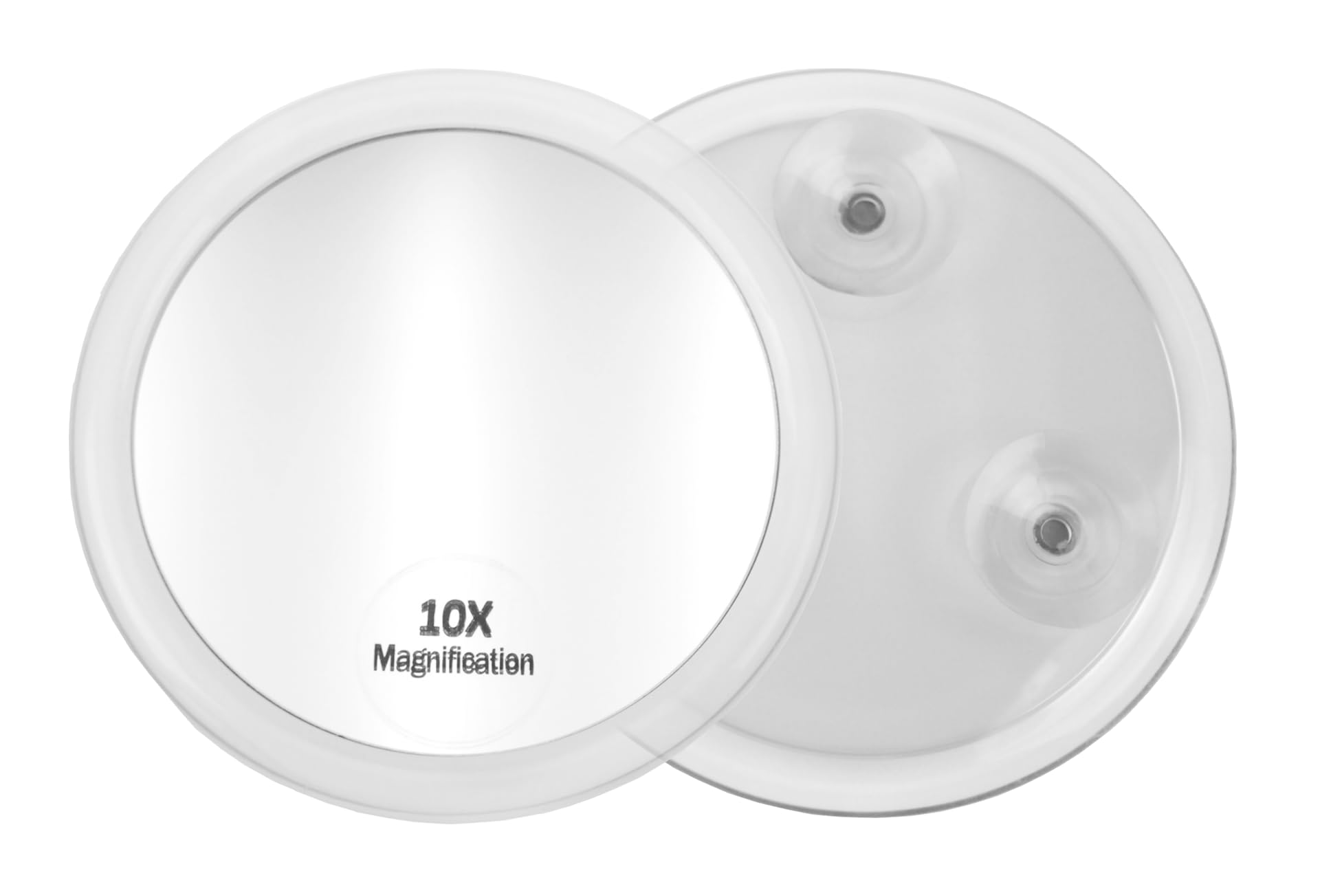 Fantasia Portable Bathroom & Travel 10x Magnifying Face Mirror with Suction Cups, White Acrylic Frame