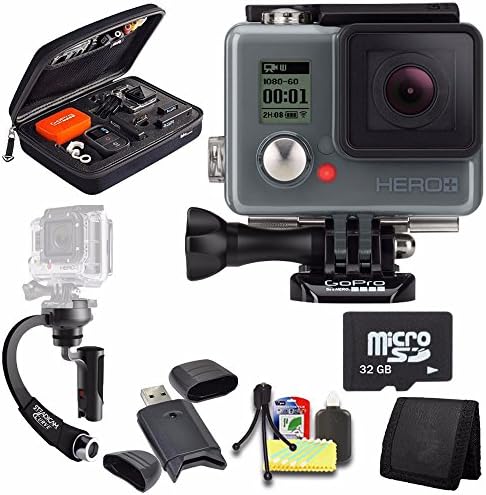 GoPro HERO+ LCD + Steadicam Curve for GoPro HERO Action Cameras (Black) + 32GB Memory Card + Case for GoPro HERO4 and GoPro Accessories + 6pc Starter Kit Bundle