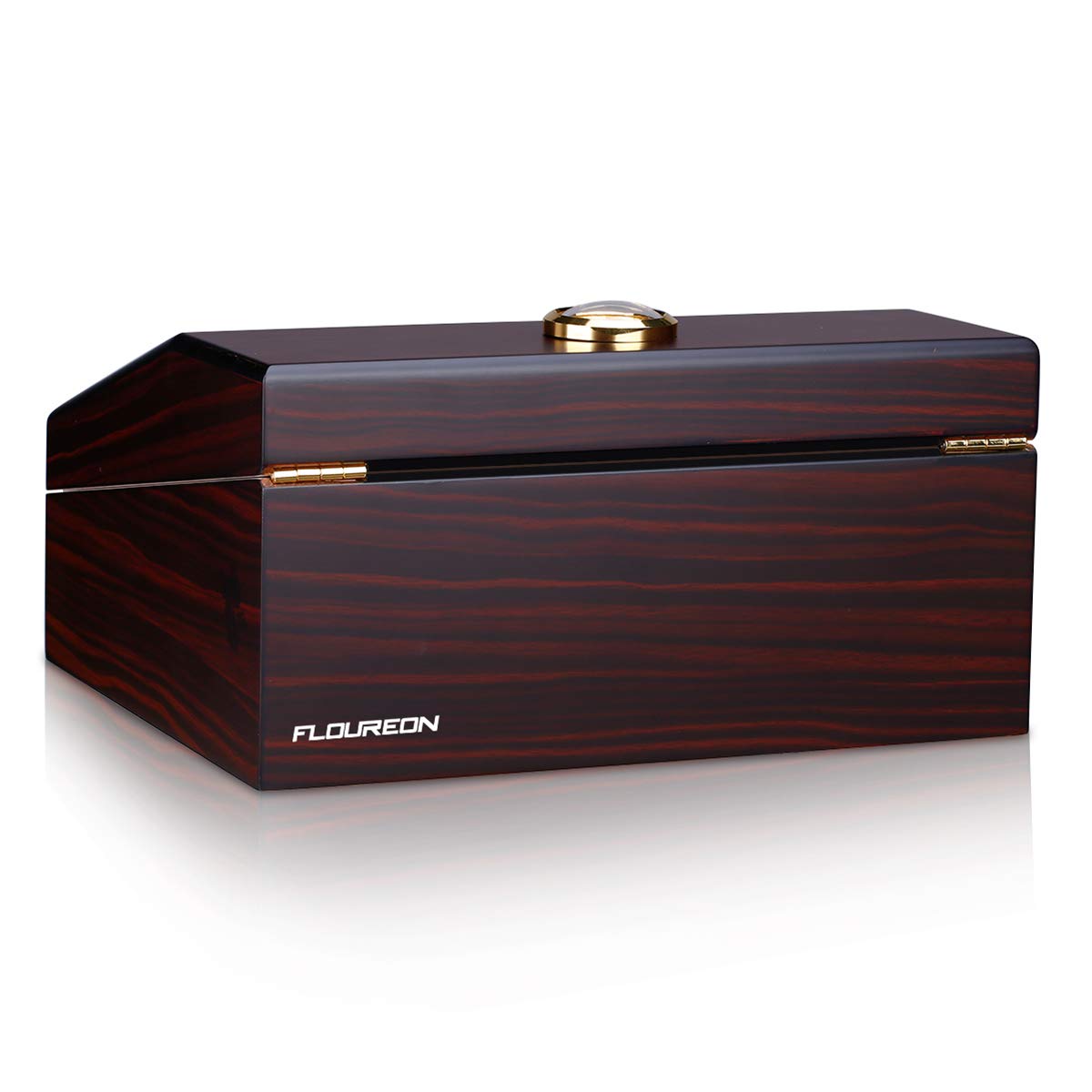 Humidor Cigar Humidor FLOUREO Wooden Luxury Double Moisturizing Cigar Box with Built-in Humidifier and Hygrometer Two-Layer Humidor Holds 50 to 60 Cigars