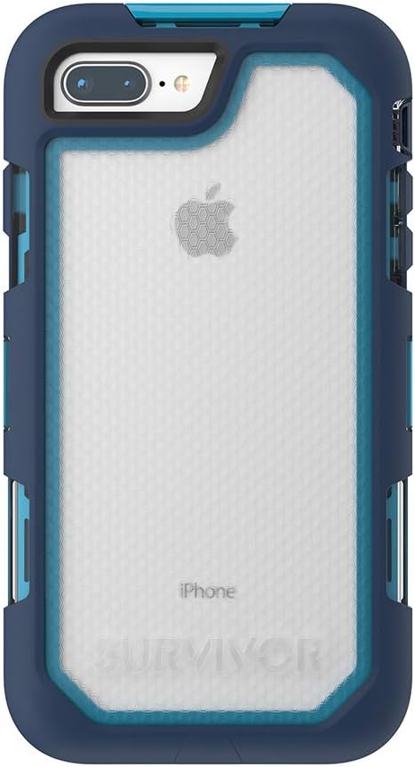 Griffin Survivor Extreme iPhone 8 Plus Rugged Case - Impact Resistant Case with Holster, Blue/Light Blue