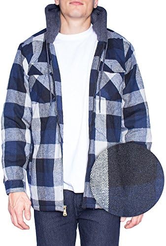 Walnut Creek Mens Fleece Lined Plaid Flannel Jacket-619-NVY/BLK-3XL