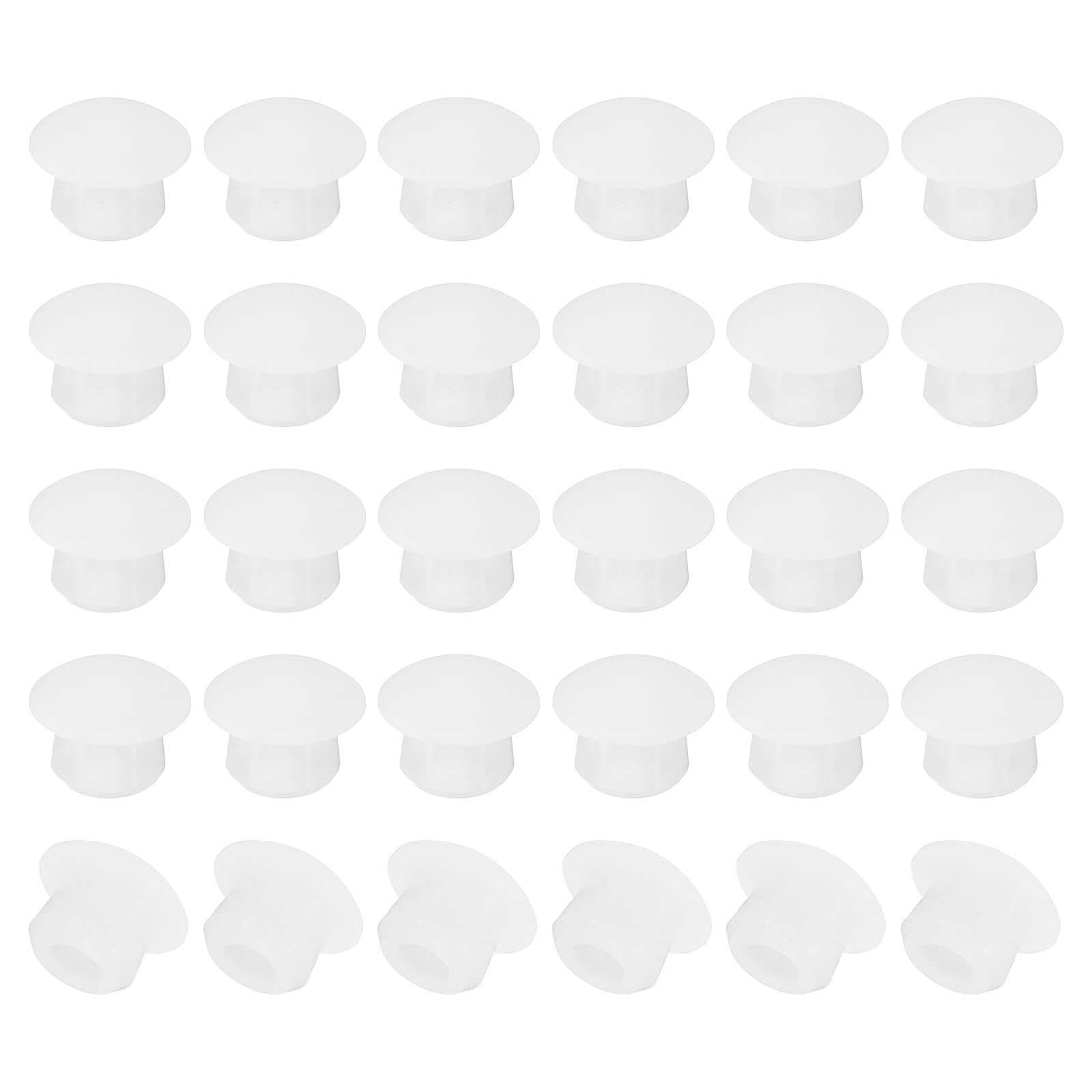PATIKIL 7mm Diameter Silicone Round Snap, 40 Pcs in Type Locking Furniture Hole Plug Button Round Arc Protective Cover Fit for 7-7.5mm Hole for Seal Bulkhead Cylinder, Translucent — image 1