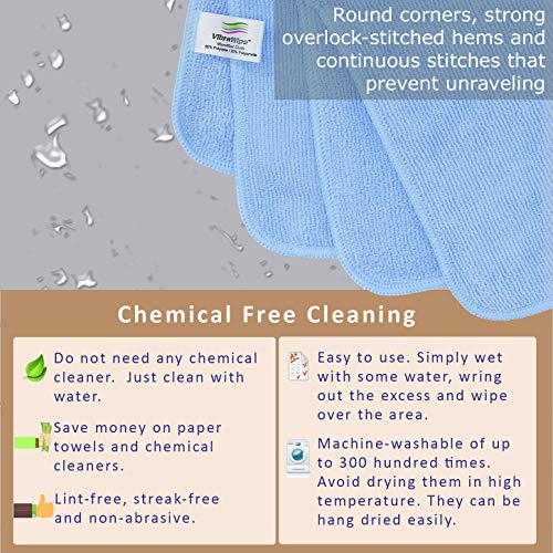 VibraWipe Microfiber Cleaning Cloth, Thick and Large Size 14.2 x 14.2