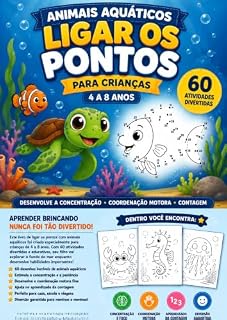 Livro Animais Aquáticos: Livro de Ligar os Pontos para Crianças de 4 a 8 Anos Subtítulo: 60 Atividades Divertidas com Peixes, Tartarugas, Golfinhos, Polvos e Outros Animais do Fundo do Mar