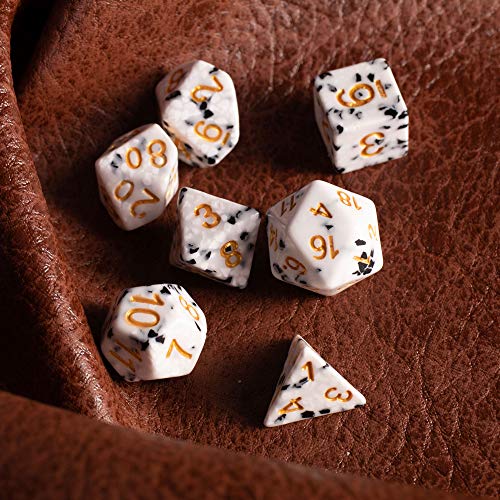 Cookies & Cream Dice Set - Premium Resin 7 Polyhedral Tabletop Role-Playing Dice - Black, White, Gold Colored Fantasy RPG Gaming Accessory