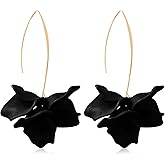 WIKMAB Bohemian Unique Handmade Resin Flower Petal Lightweight Dangle Earrings Multiple colors Acrylic Rose Floral Tiered Hook Earrings