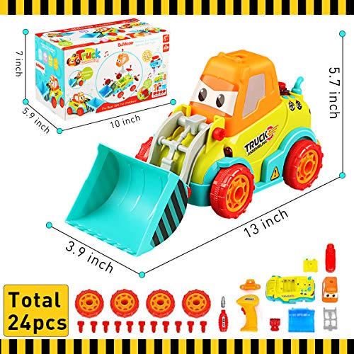 Tencoz Take Apart Toys, Kids Tool Set with Electronic Cordless Drill Car Bulldozer Excavator Toys Gifts for Boys Kids Girls Toddler Christmas Pretend Play - Thumbnail 6