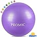PROMIC Exercise Ball (65 cm) with Foot Pump, Professional Grade Anti Burst & Slip Resistant Stability Balance Yoga Ball for Yoga, Workout, Cardio Drumming, Classroom, Work Ball Chair (Purple)