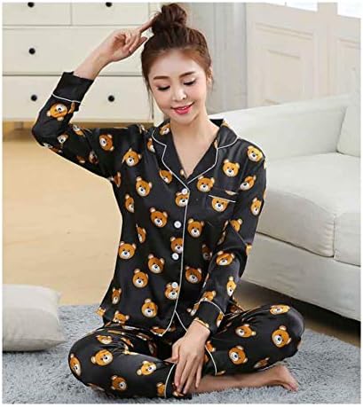 HAOLIEQUAN Fashion Men Pajama Sets Spring Autumn Pyjamas Set Nightwear Long-Sleeve Cartoon Lovers Homewear Couples His-And-Hers Clothes