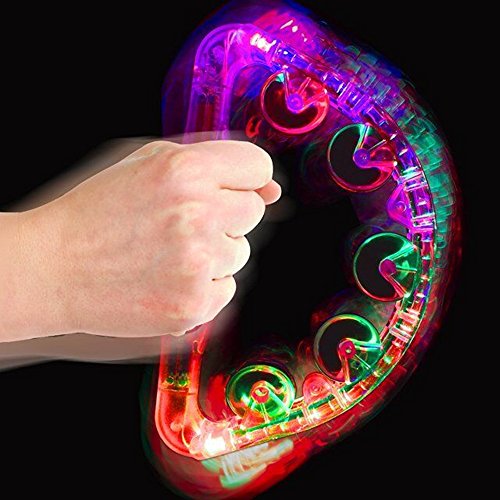 LACGO LED Light up Tambourine Multi-color Flashing Sway Bells for Bar Party KTV (Pack of 2)