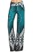 3232 Tribal print, knit palazzo pants with a high fold-over waist and a wide leg