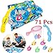 iBaseToy Fishing Game Toys for Toddlers, Colorful Floating Bath Toys with Water Track, Fishes, 2 Fish Poles and More - Bathtub, Yard or Pool Party Fish Toy Game Set for Kids Boys Girls