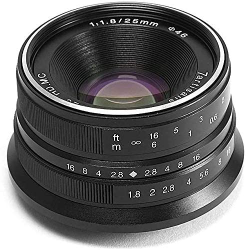 7artisans 25mm F1.8 APS-C Frame Manual Focus Prime Fixed Lens for Canon EOS-M Mount M1 M2 M3 M5 M6 M10 M50 M100 (Black)