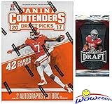 2017 Panini Contenders NFL Football Draft Picks EXCLUSIVE Factory Sealed Retail Box with TWO(2) AUTOGRAPHS Plus BONUS 2016 Leaf Football Pack! Look for Autographs of Mahomes, Watson & More! WOWZZER!