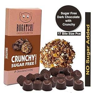 BOGATCHI Sugar Free Healthy Chocolate Bites with Crunchy, 17 Pcs