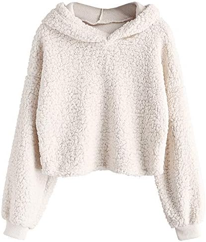ZAFUL Womens Fuzzy Faux Fur Long Sleeve 