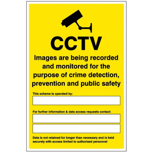 CCTV images being recorded and monitored for the purpose of crime - secure data Rigid PVC Safety Sign