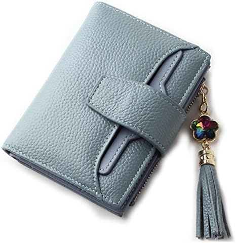 BOBILIKE Genuine Leather Bifold Wallet Small Coin Purse Card Holder ID Window Wallets for Women,Blue