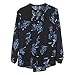 ZXZY Women Bohemian Floral Print Shirts and Blouses BLACK CHIFFON BLOUSE