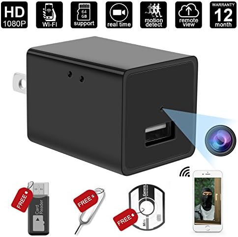 WIFI Spy Hidden Camera Wall Charger Camera  Hidepoo- 1080P WiFi Remote View - Alarm System - Charging Phones - Can Charge Phone While Recording.Support iPhone / Android App