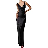 RIHOAS Cowl Neck Satin Maxi Dresses for Women Sleeveless Silk Elegant Formal Dresses Long Cocktail Dress