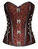 Charmian Women's Spiral Steel Boned Steampunk Gothic Bustier Corset with Chains