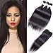 10A Peruvian Virgin Straight Hair 3 Bundles with Free Part Closure 26 28 30 with 20) 100% Unprocessed Peruvian Straight Human Hair Weft with Lace Closure Natural Hair Extensions Peruvian Straight Hair