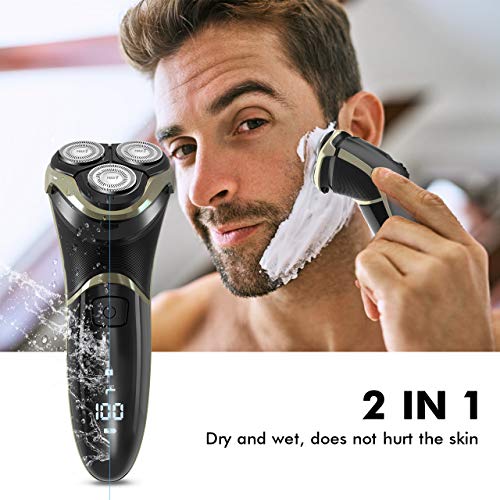 Electric Shaver for Men,TedGem 3D Rotary Shaver Razor Wet & Dry Waterproof IPX7 Electric Razor USB Rechargeable Beard Pop-up Trimmer Cordless Foil Shaver, Best Gift For Father Husband Boyfriend Brothe