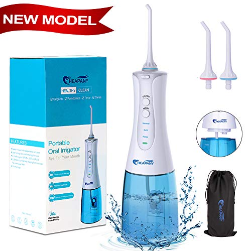 Heapany Cordless Water Flosser Teeth Cleaner, 320mL 4 Jet Tips Dental Oral Irrigator for Home and Tr - //coolthings.us
