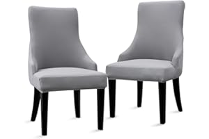 Liykimt Stretch Wingback Side Chair Slipcover-Accent Chair Cover Slipcover with Arm,Washable Upholstered Arm Dining Chair with Nailed Trim Protector for Dining Living Room Set of 2,Light Gray
