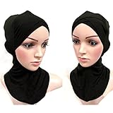 HeroNeo Muslim Cotton Full Cover Inner Hijab Caps Islamic Hats Islamic Underscarf Colors (Black)