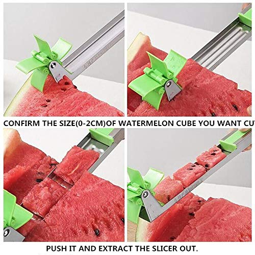 JSDOIN Stainless Steel Watermelon Slicer Cutter Knife with 6 piece Fruit Forks, Melon and Cantaloupe Fruit Slicer,Professional Restaurant Chefs - Easy Grip Kitchen Gadgets (Water melon Slicer)