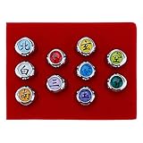 WEKA 10Pcs Metal Rings Full Set Metal AKATSUKI Member Ring Kid Japanese Ninja Cosplay Toy
