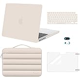 MOSISO Compatible with MacBook Pro 14 inch Case 2026-2021 M5 M4 M3 M2 M1 A3434 A3112 A3185 A3401 A2918 A2992 A2779 A2442, Hard Case&Puffy Sleeve Bag&Keyboard Skin&Webcam Cover&ScreenFilm, Sand