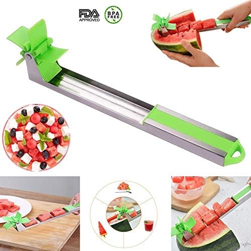 MANJIU Stainless Steel Watermelon Slicer, Windmill Watermelon Slicer Cutter Tongs, Melon and Cantaloupe Fruit Slicer Fruit Tools Kitchen Gadgets (1)