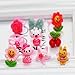 AUCH 36Pcs Cute Adjustable Mixed Kid's Girls Pink Cartoons Flowers Polymer Resin Children Jewelry Rings, Heart Gift Box