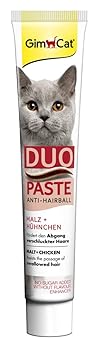 GimCat Duo-Paste Anti-Hairball – Malz fördert den natürlichen Abgang verschluckter Haare – ohne Zuckerzusatz – 1 Tube (1 x 50