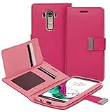 LG G4 Case - VENA [vDiary] Slim Tri-Fold Leather Wallet Case with Stand Flip Cover for LG G4 (Leather Back Compatible) (Hot Pink / Light Pink)